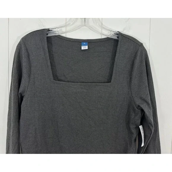 Old Navy Square Neck Long Sleeve Ribbed Bodysuit Size XL - Picture 2 of 4